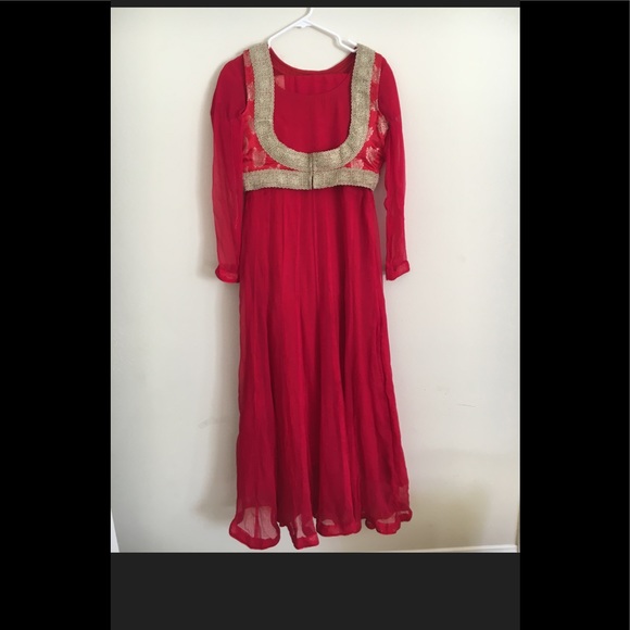 red anarkali frock